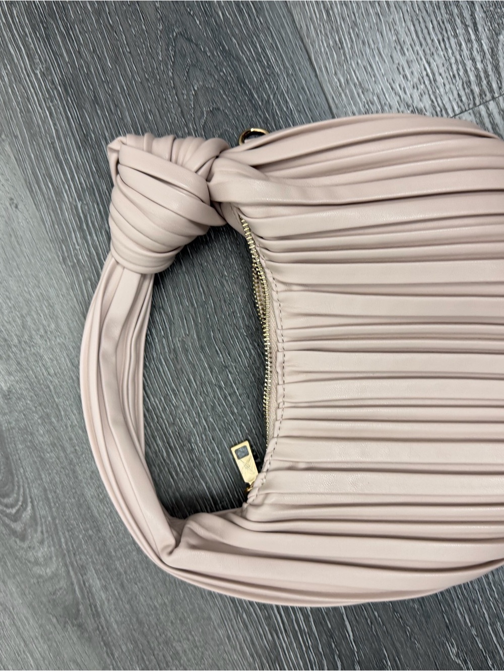 Pleated Knot Handle Women’s Shoulder Bag in Blush
